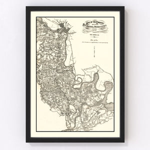 Vintage Map of Richmond & Petersburg, VA 1864