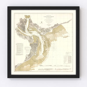 Vintage Charleston Harbor Map 1864