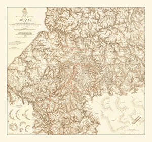 Vintage Map of Military Operations in Atlanta 1875
