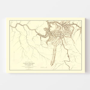 Vintage Gauley Bridge, WV Military Map 1879
