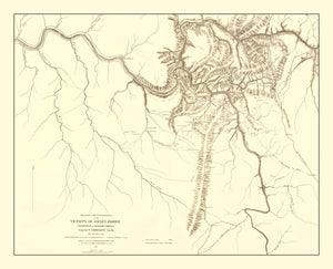 Vintage Gauley Bridge, WV Military Map 1879