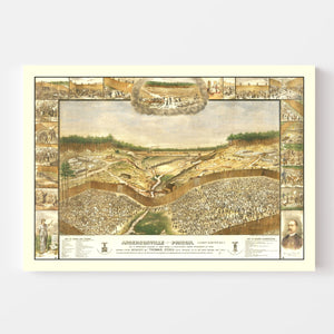 Vintage Andersonville Prison Map 1885