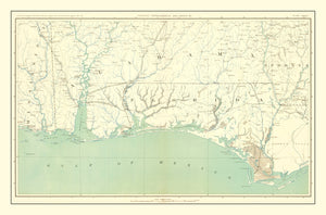 Vintage Civil War Gulf Coast Topographic Map 1893