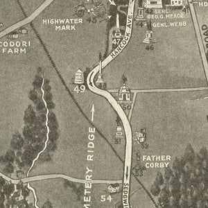 Vintage Gettysburg Battlefield Map 1936