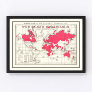 Vintage World War I United States Map 1914