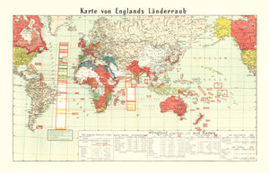 Vintage World War I Map of England 1914
