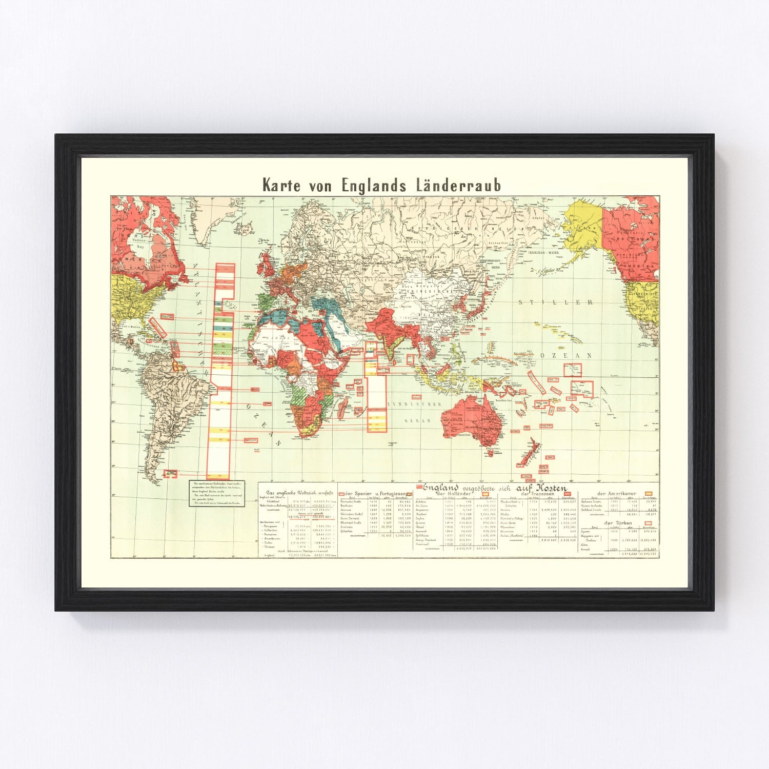 Vintage World War I Map of England 1914