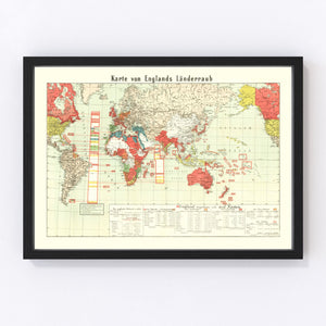 Vintage World War I Map of England 1914