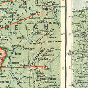 Vintage German Front in World War I Map 1915