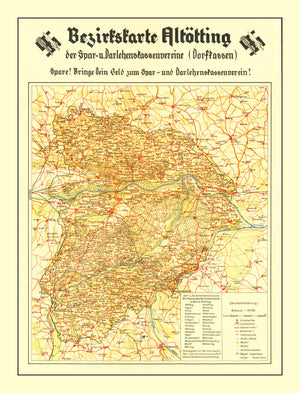 Vintage World War II Nazism Map 1934