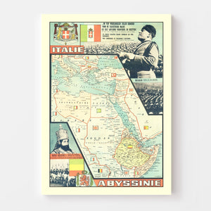 Vintage World War II Italy Map 1935