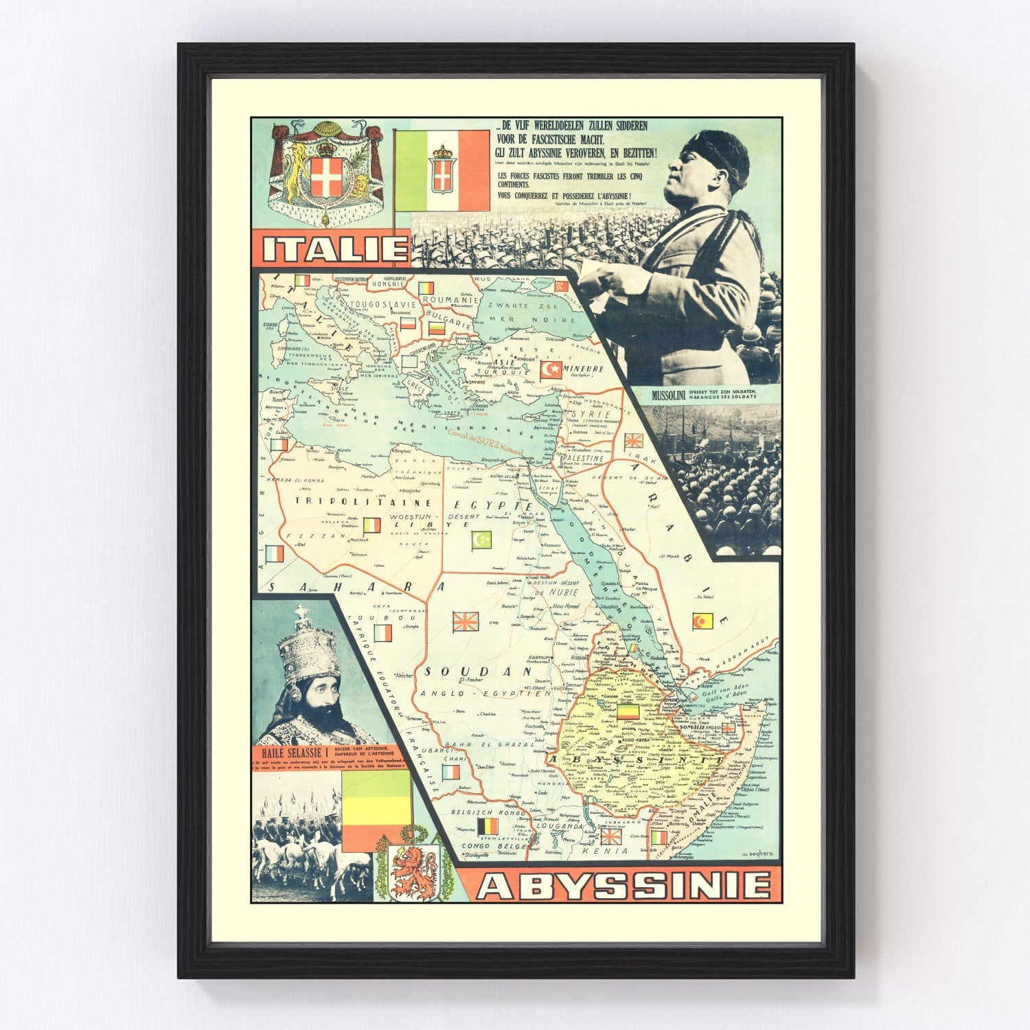 Vintage World War II Italy Map 1935