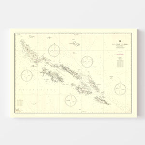 Vintage Solomon Islands Map 1944