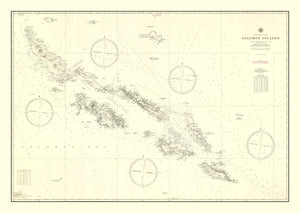 Vintage Solomon Islands Map 1944
