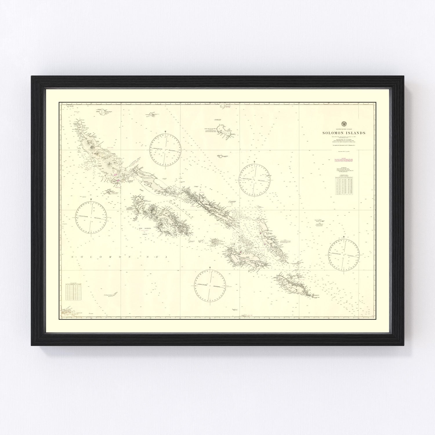 Vintage Solomon Islands Map 1944