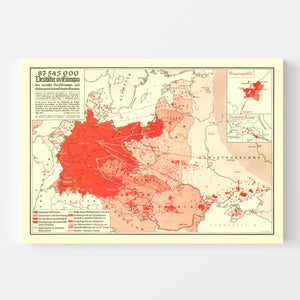 Vintage World War II Map of Germans in Europe 1938