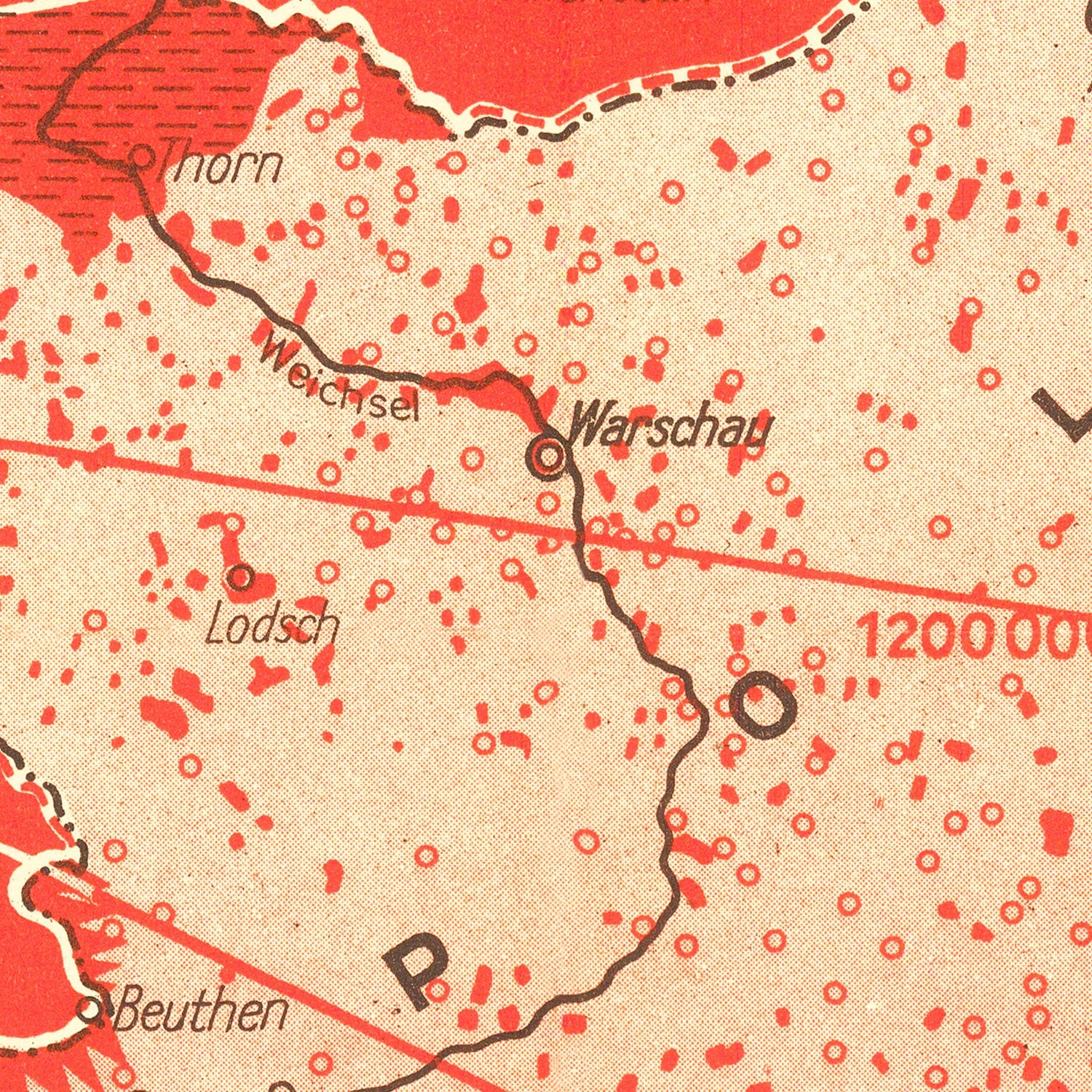 Vintage World War II Map of Germans in Europe 1938