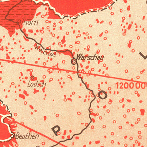 Vintage World War II Map of Germans in Europe 1938