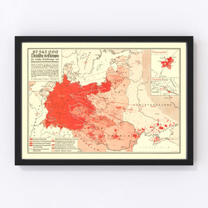 Vintage World War II Map of Germans in Europe 1938