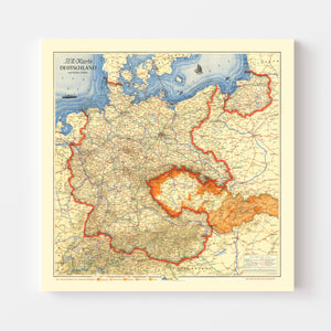 Vintage World War II Map of Germany & Neighboring Areas 1938