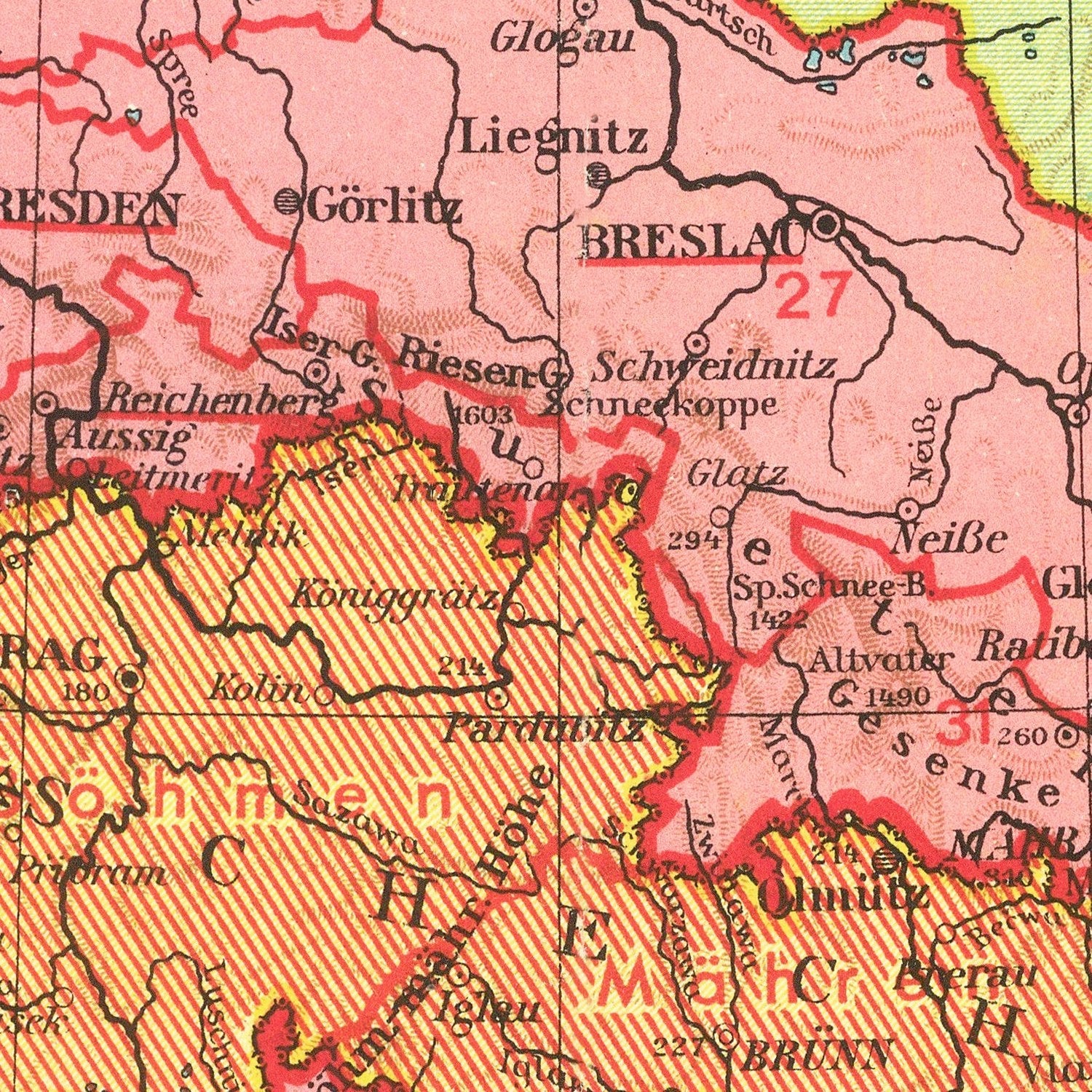 Vintage World War II Map of the German Empire 1939