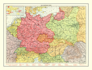 Vintage World War II Map of the German Empire 1939