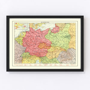 Vintage World War II Map of the German Empire 1939