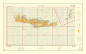 Vintage World War II Map of Crete 1941