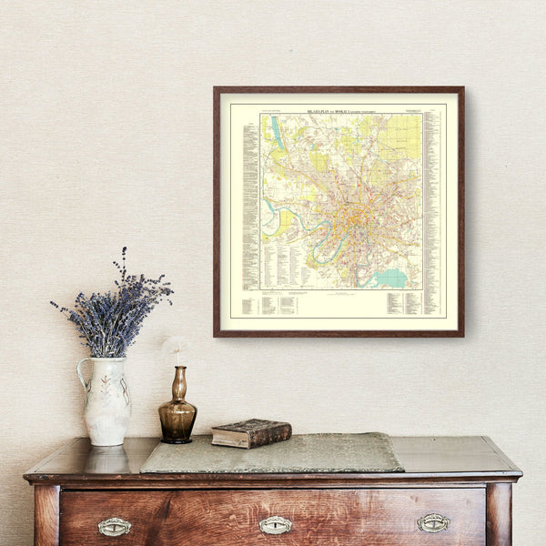 Vintage Moscow World War II Map 1941 - Home and Tower