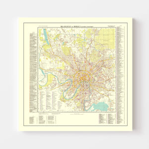 Vintage Moscow World War II Map 1941
