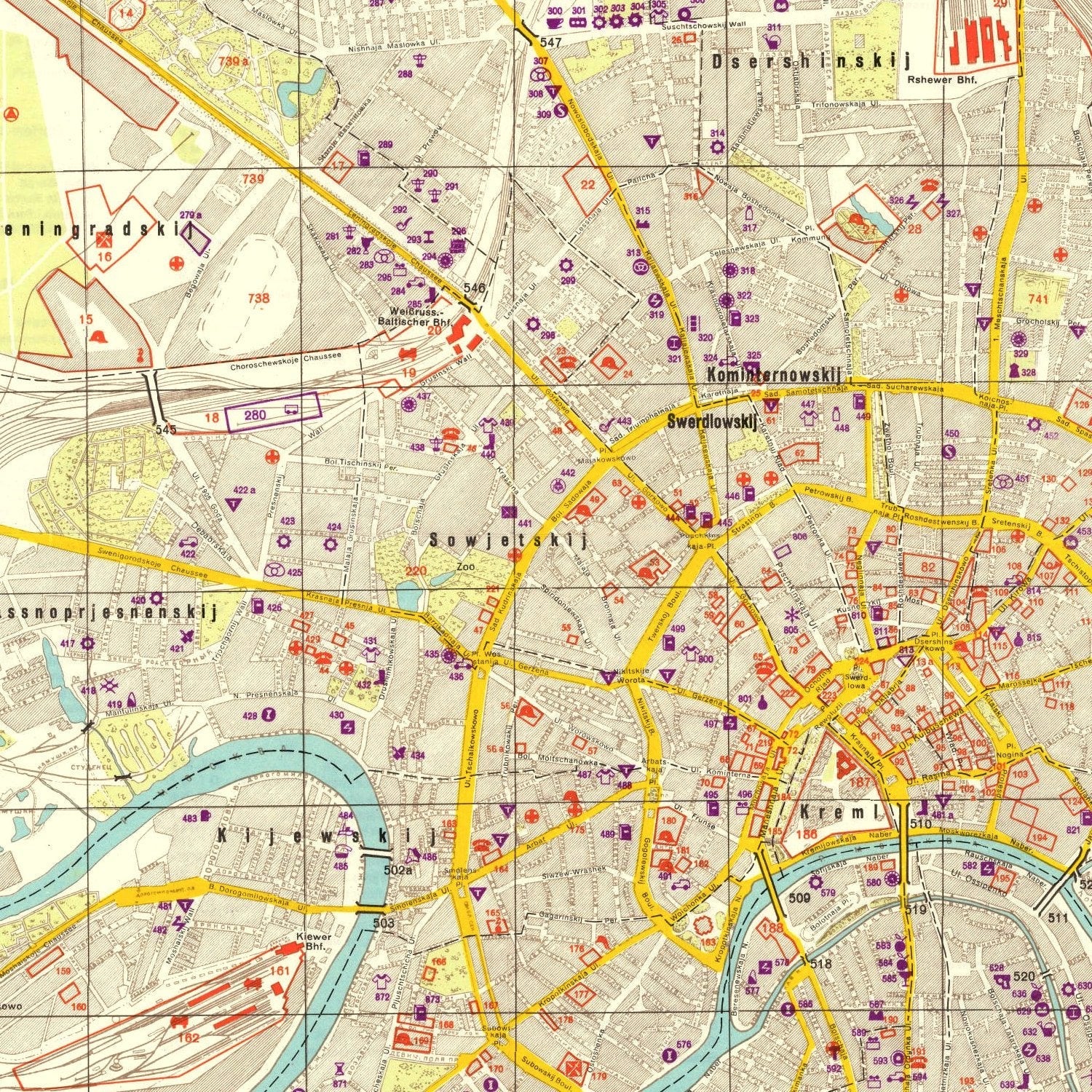 Vintage Moscow World War II Map 1941