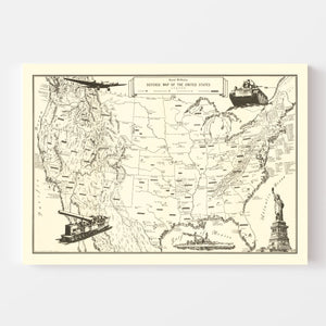 Vintage Defense Map of the United States 1941
