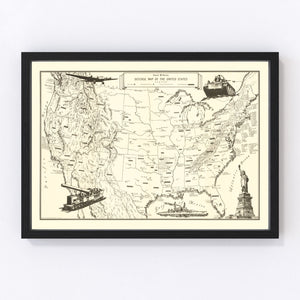 Vintage Defense Map of the United States 1941