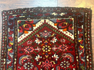 Small Red Persian Tribal Rug 2.6 x 4, Wool Rug, Persian Hamadan Rug
