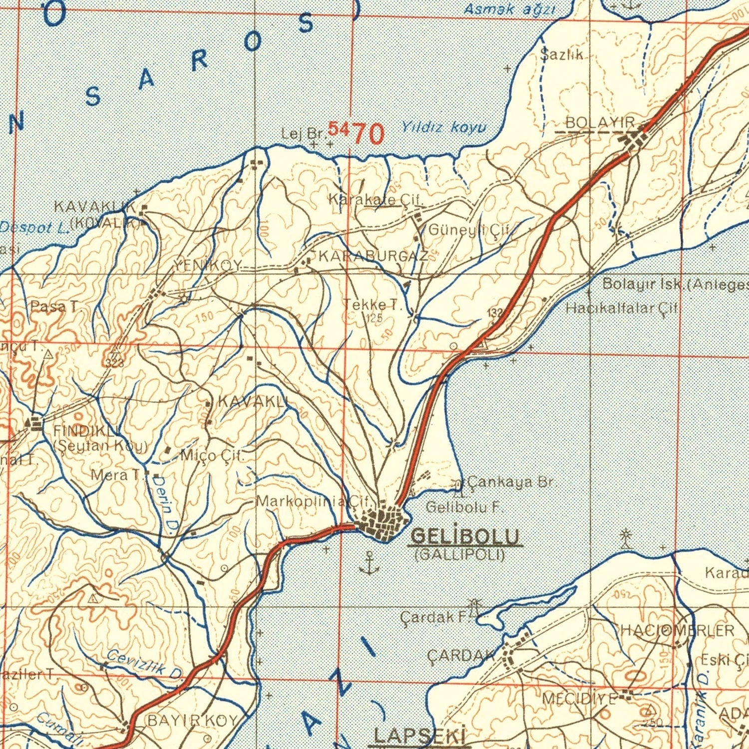 Vintage Turkey World War II Map 1942