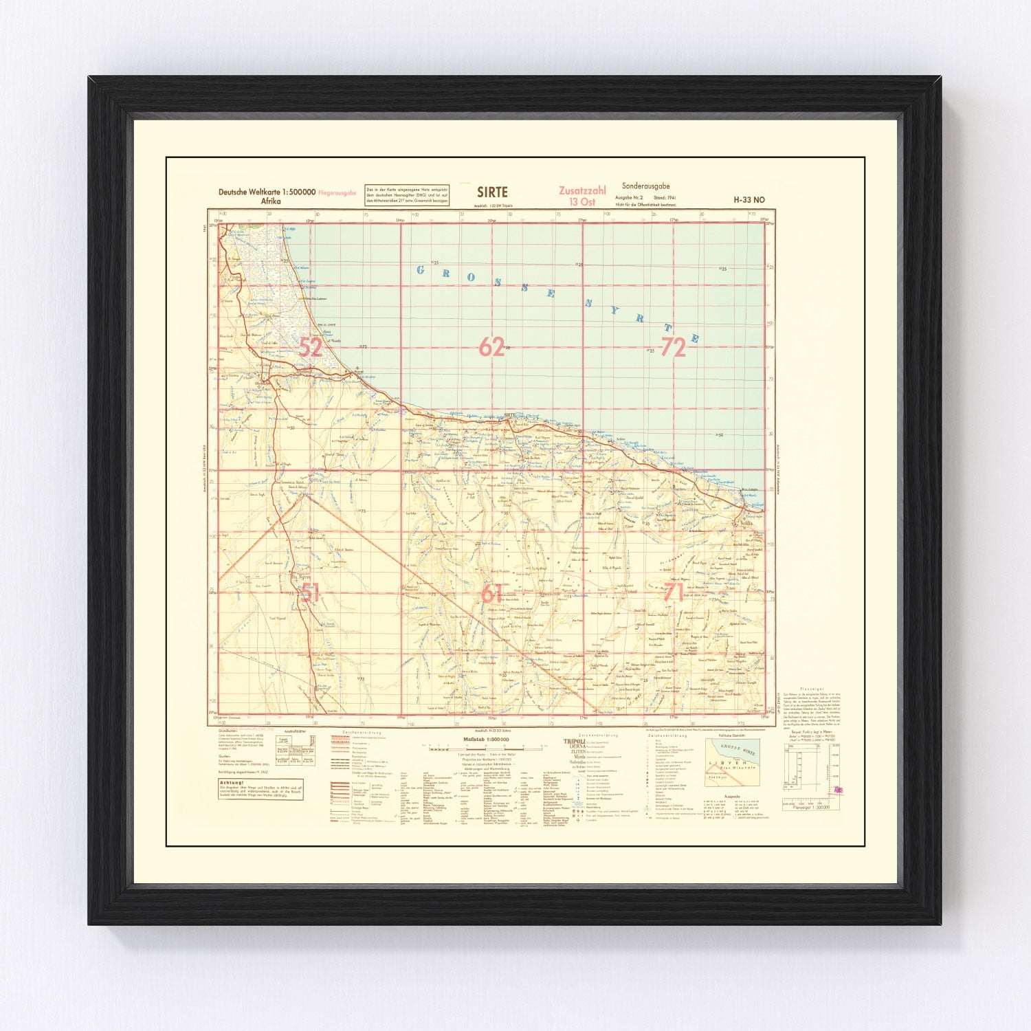 Vintage North Africa World War II Map 1942