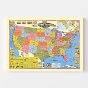 Vintage United States World War II Map 1943