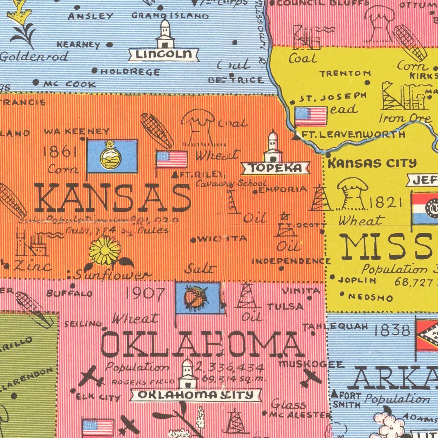 Vintage United States World War II Map 1943