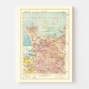 Vintage Normandy Invasion World War II Map 1944
