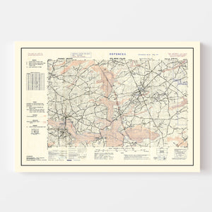 Vintage D-Day World War II Map 1944