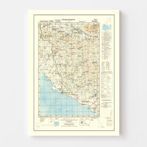 Vintage Crete World War II Map 1944