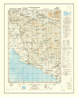Vintage Crete World War II Map 1944