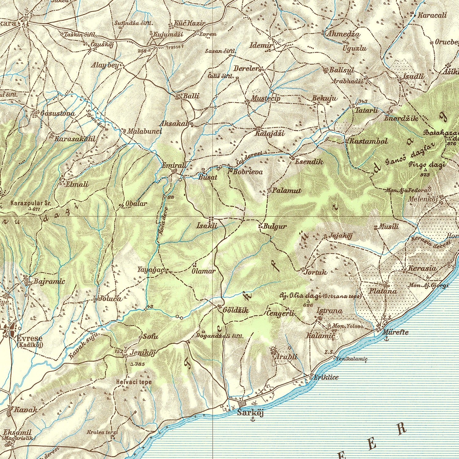 Vintage Turkey World War II Map  1944
