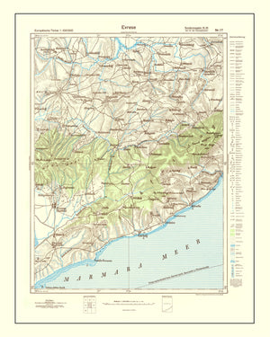 Vintage Turkey World War II Map  1944