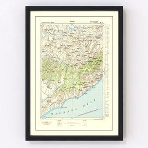 Vintage Turkey World War II Map  1944