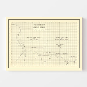 Vintage D-Day Normandy Invasion Map 1944