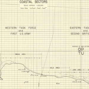 Vintage D-Day Normandy Invasion Map 1944