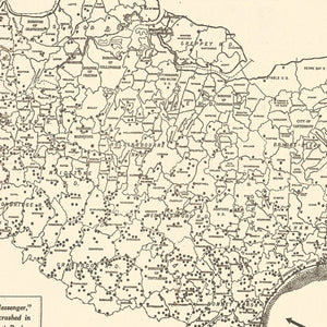 Vintage World War II Map of Doodle Bugs In Kent 1944