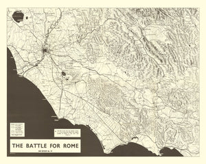 Vintage Italian Campaign World War II Map 1944