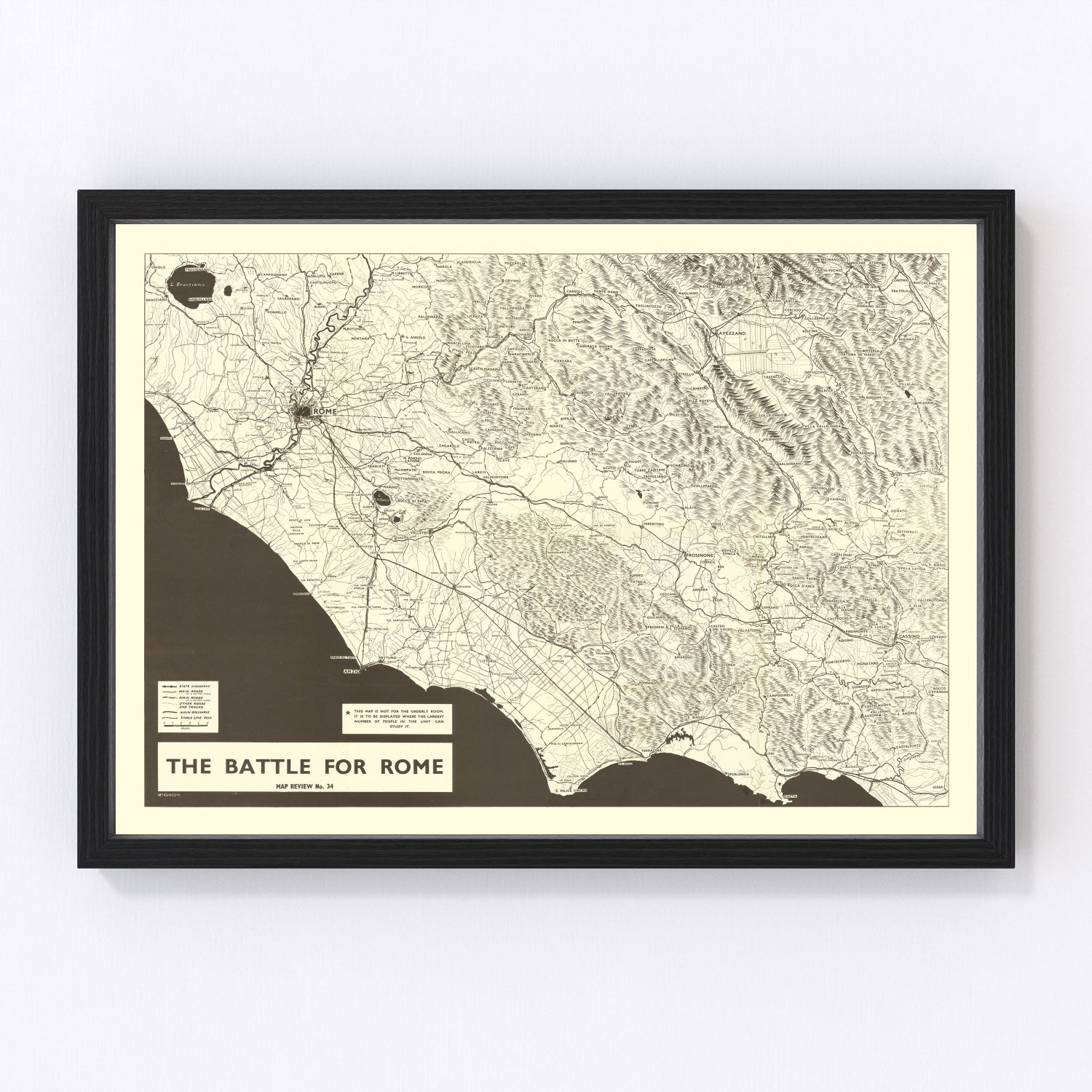 Vintage Italian Campaign World War II Map 1944